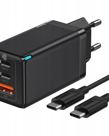 BASEUS Greitas Sieninis Įkroviklis 3 USB Prievadai 2x USB-C Maitinimo Adapteris 65W PD QC GaN