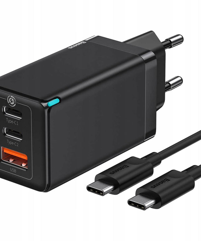 BASEUS Greitas Sieninis Įkroviklis 3 USB Prievadai 2x USB-C Maitinimo Adapteris 65W PD QC GaN