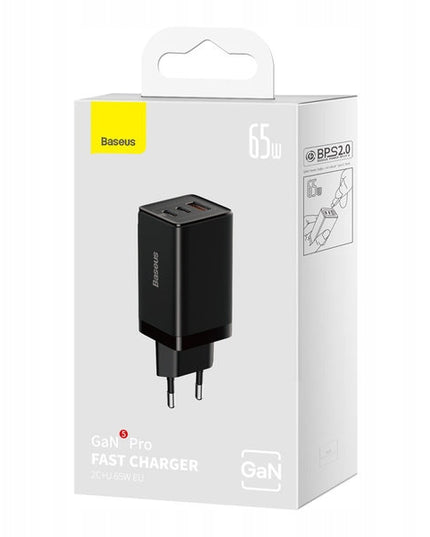 BASEUS Greitas Sieninis Įkroviklis 3 USB Prievadai 2x USB-C Maitinimo Adapteris 65W PD QC GaN