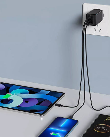 BASEUS Greitas Sieninis Įkroviklis 3 USB Prievadai 2x USB-C Maitinimo Adapteris 65W PD QC GaN