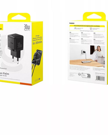 Greitasis sieninis įkroviklis BASEUS USB-C 30W PD QC, skirtas telefonui ir planšetei