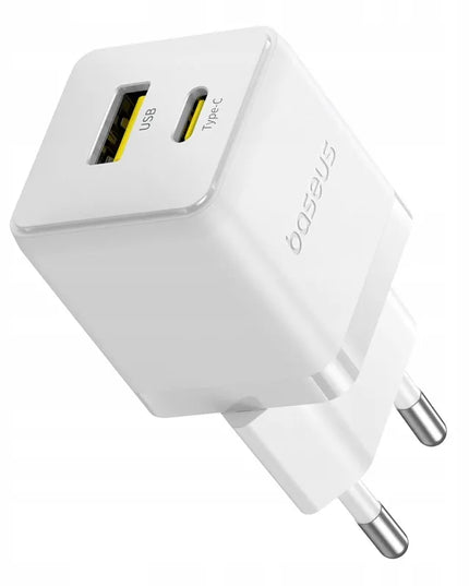 BASEUS greitas tinklo įkroviklis USB-C USB-A 20W PD, skirtas telefonui ir planšetei