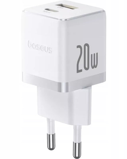 BASEUS greitas tinklo įkroviklis USB-C USB-A 20W PD, skirtas telefonui ir planšetei