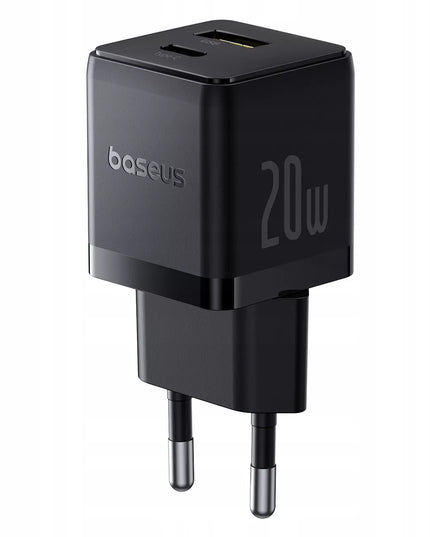 BASEUS Greitas Sieninis Įkroviklis USB-C USB-A 20W PD Telefonui, Planšetiniam Kompiuteriui