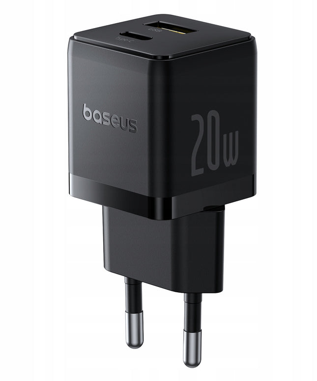 BASEUS Greitas Sieninis Įkroviklis USB-C USB-A 20W PD Telefonui, Planšetiniam Kompiuteriui