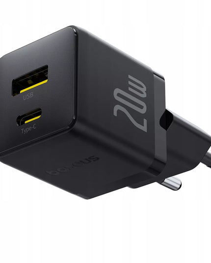 BASEUS Greitas Sieninis Įkroviklis USB-C USB-A 20W PD Telefonui, Planšetiniam Kompiuteriui