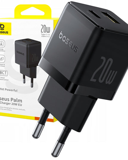 BASEUS Greitas Sieninis Įkroviklis USB-C USB-A 20W PD Telefonui, Planšetiniam Kompiuteriui