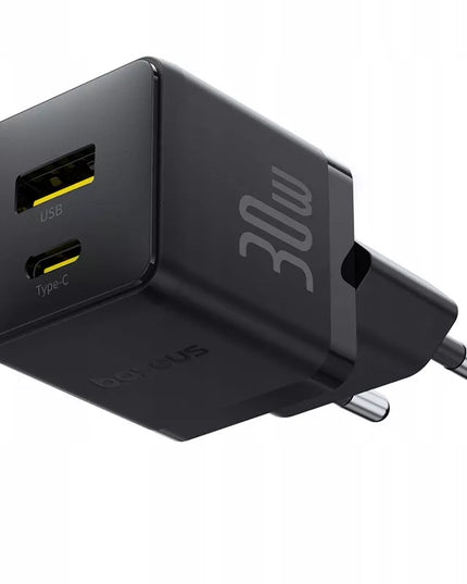 BASEUS greitas tinklo įkroviklis USB-C USB-A 30W PD telefonui ir planšetei