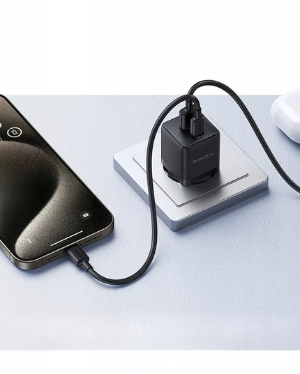 BASEUS greitas tinklo įkroviklis USB-C USB-A 30W PD telefonui ir planšetei