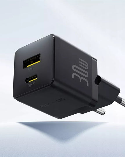 BASEUS greitas tinklo įkroviklis USB-C USB-A 30W PD telefonui ir planšetei