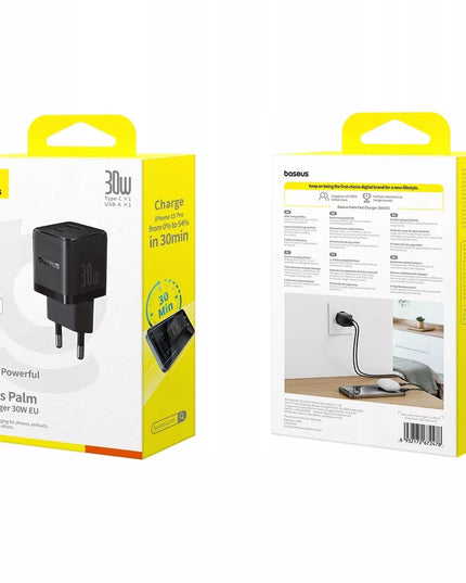 BASEUS greitas tinklo įkroviklis USB-C USB-A 30W PD telefonui ir planšetei