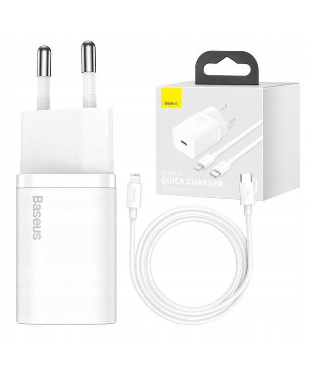 BASEUS Greitas USB C įkroviklis iPhone 20W 3A + USB-C į Lightning kabelis