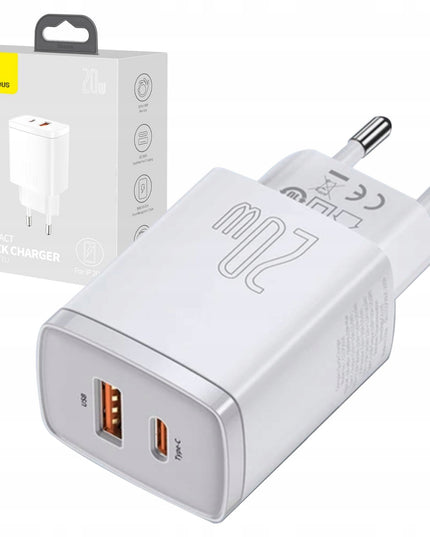 BASEUS Greitas USB C įkroviklis, 20W USB, telefonui, Universalus QC3.0 3A, Mažas
