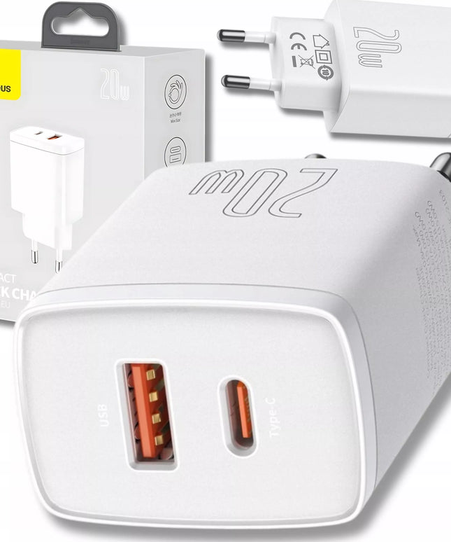 BASEUS Greitas USB C įkroviklis, 20W USB, telefonui, Universalus QC3.0 3A, Mažas