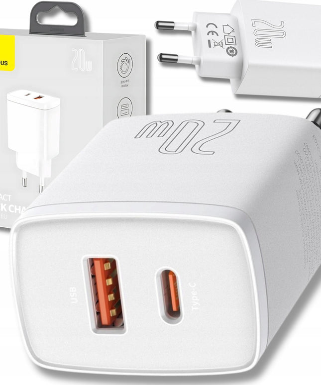 BASEUS Greitas USB C įkroviklis, 20W USB, telefonui, Universalus QC3.0 3A, Mažas