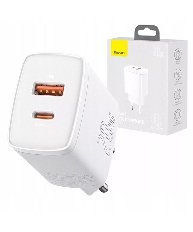 BASEUS Greitas USB C įkroviklis, 20W USB, telefonui, Universalus QC3.0 3A, Mažas