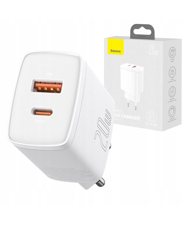 BASEUS Greitas USB C įkroviklis, 20W USB, telefonui, Universalus QC3.0 3A, Mažas