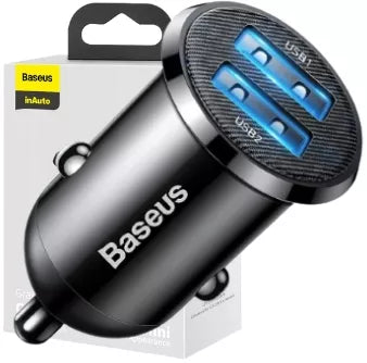 BASEUS spartus galingas automobilinis telefono įkroviklis 2x USB 4.8A 12-24V