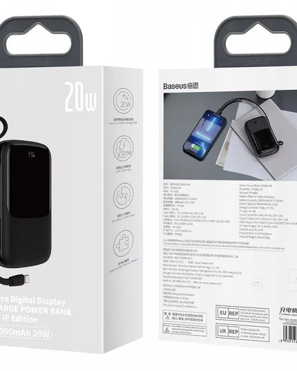 BASEUS spartusis išorinis akumuliatorius 10000mAh 20W su Lightning laidu, greitas ir saugus
