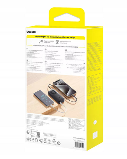 BASEUS spartusis „Power Bank“ 10000mAh 30W galingas išorinis akumuliatorius su USB-C laidu