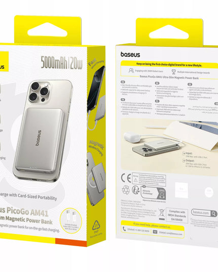 Spartusis „BASEUS“ 5000 mAh 20 W belaidis „Power Bank“ su USB-C jungtimi – galingas ir saugus