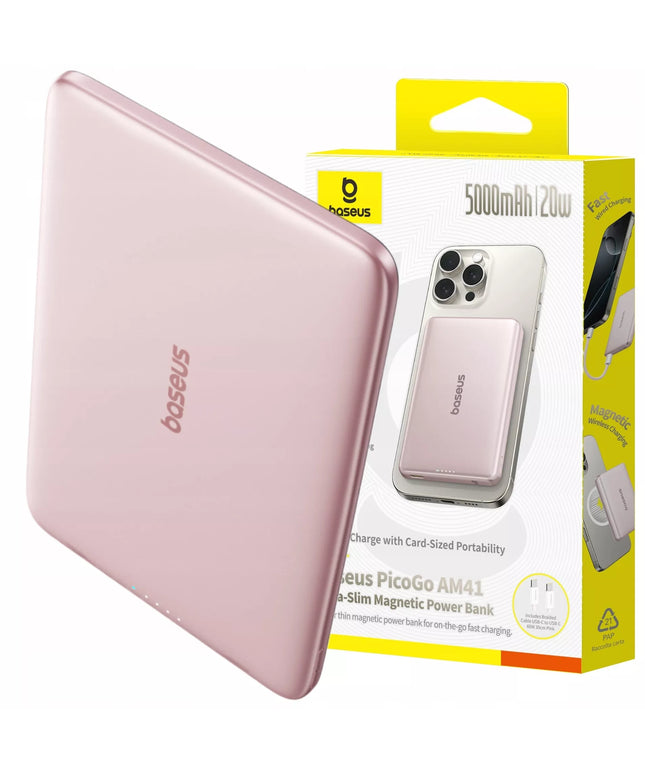 BASEUS greitas belaidis išorinis akumuliatorius 5000 mAh 20W USB-C galingas ir saugus