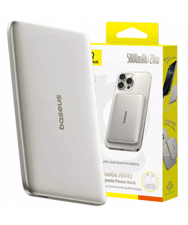 Spartusis „BASEUS“ 5000 mAh 20 W belaidis „Power Bank“ su USB-C jungtimi – galingas ir saugus