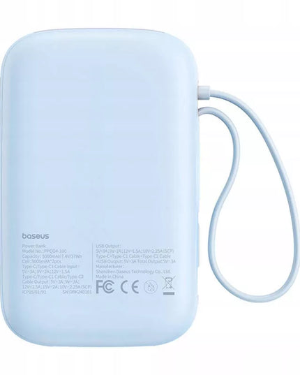BASEUS spartusis išorinis akumuliatorius QPow 2 30W 10000mAh su USB-C laidais