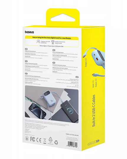 BASEUS spartusis išorinis akumuliatorius QPow 2 30W 10000mAh su USB-C laidais