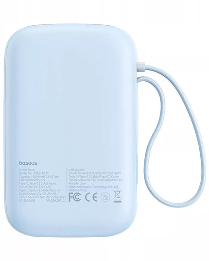 BASEUS spartusis išorinis akumuliatorius QPow 2 30W 10000mAh su USB-C laidais