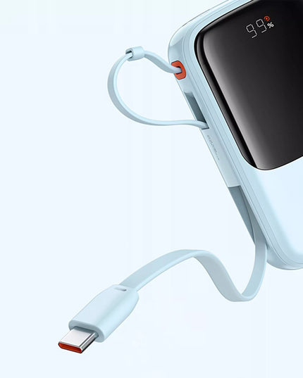 BASEUS Qpow Pro+ 22.5W 10000mAh sparčiosios įkrovos išorinė baterija su USB-C laidu