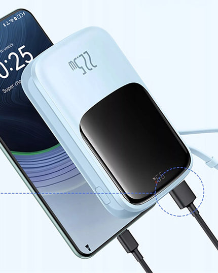 BASEUS Qpow Pro+ 22.5W 10000mAh sparčiosios įkrovos išorinė baterija su USB-C laidu