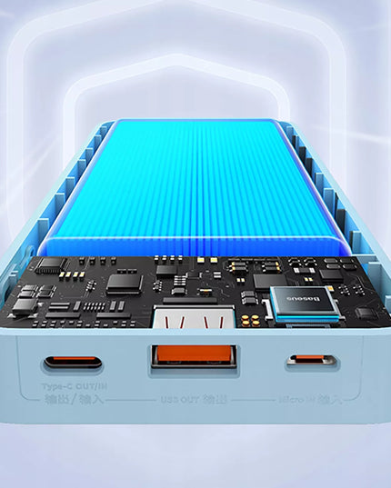 BASEUS greitasis 20000 mAh 20W USB USB-C išorinis akumuliatorius kelioninis saugus + laidas