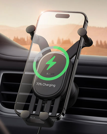 BASEUS Automobilinis belaidžio įkrovimo laikiklis QI 15W, skirtas ventiliacijos grotelėms