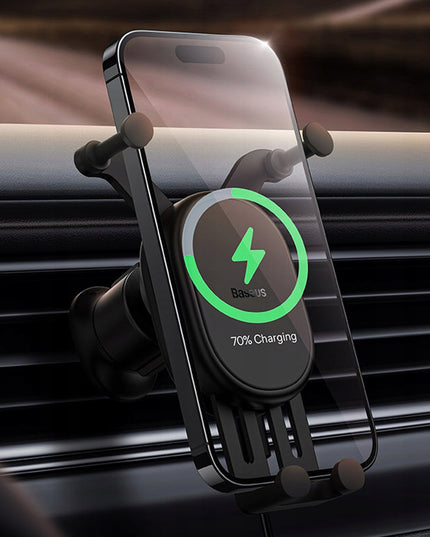 BASEUS Automobilinis belaidžio įkrovimo laikiklis QI 15W, skirtas ventiliacijos grotelėms