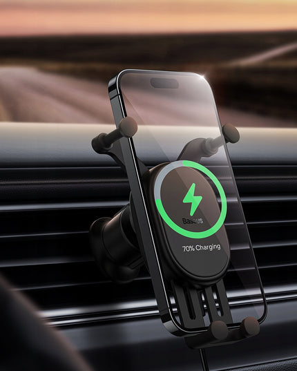 BASEUS Automobilinis belaidžio įkrovimo laikiklis QI 15W, skirtas ventiliacijos grotelėms