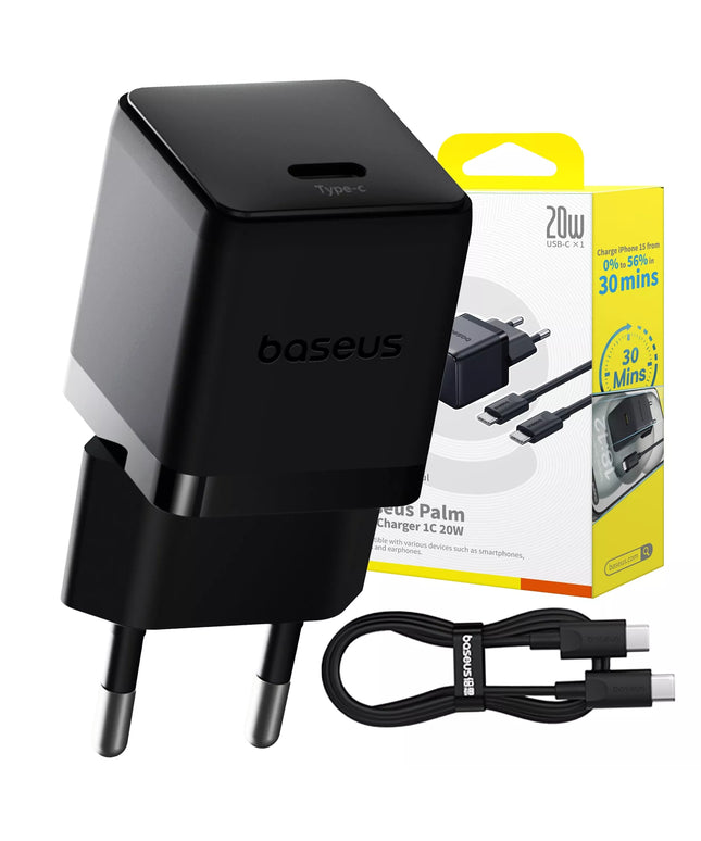BASEUS rinkinys greitas tinklo įkroviklis USB-C maitinimo adapteris laidas 20W PD