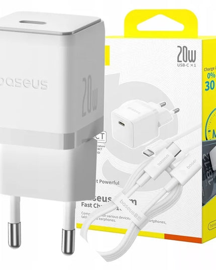 BASEUS rinkinys greitas tinklo įkroviklis USB-C maitinimo adapteris laidas 20W PD
