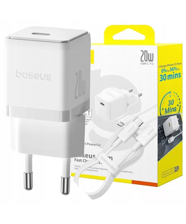 BASEUS rinkinys greitas tinklo įkroviklis USB-C maitinimo adapteris laidas 20W PD