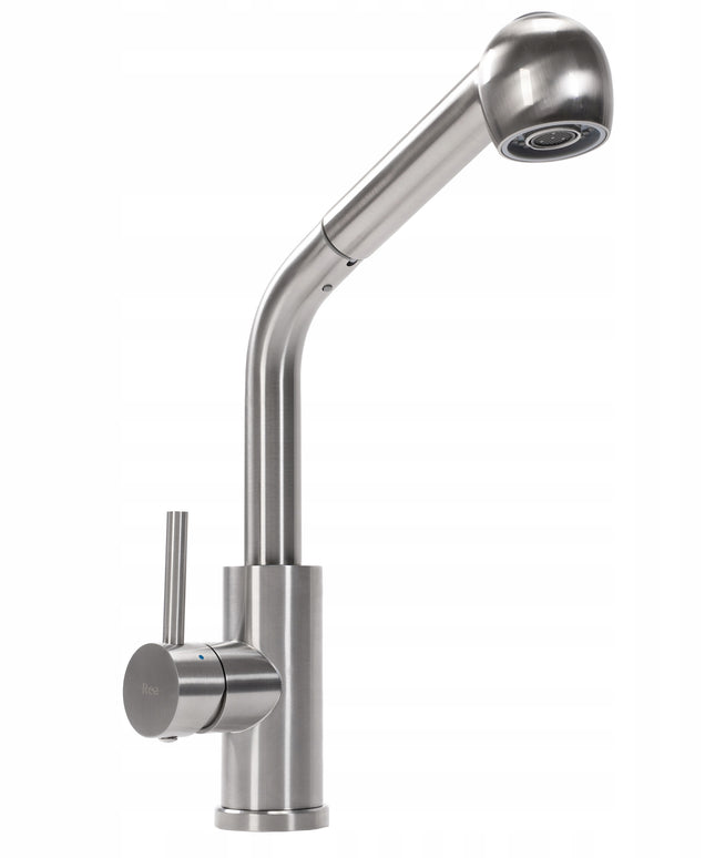 Virtuvės maišytuvas su ištraukiama žarna REA TROY, šlifuoto nikelio, 34 cm
