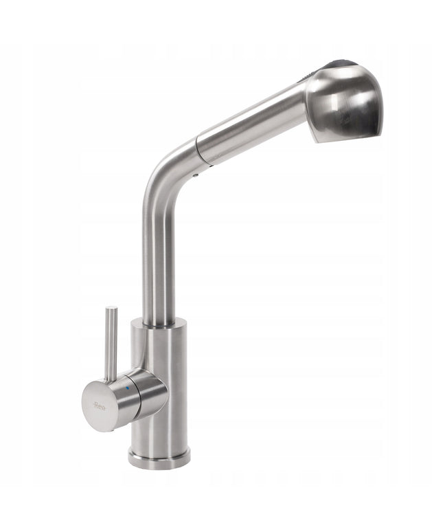 Virtuvės maišytuvas su ištraukiama žarna REA TROY, šlifuoto nikelio, 34 cm
