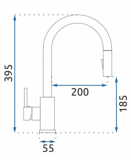 Auksinis virtuvinis maišytuvas REA FRESH GOLD su ištraukiamu snapeliu, aukštas 39,5 cm