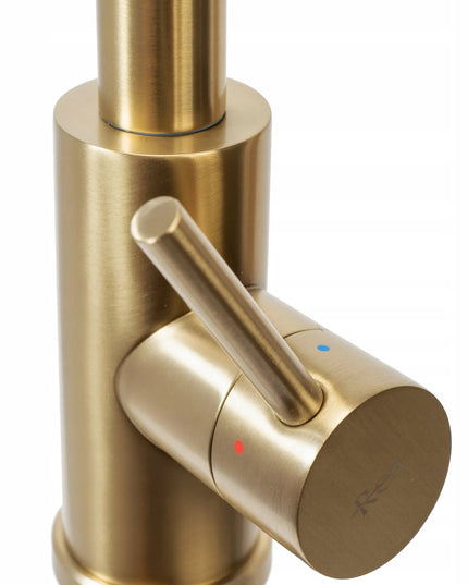 Auksinis virtuvinis maišytuvas REA FRESH GOLD su ištraukiamu snapeliu, aukštas 39,5 cm