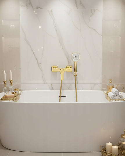 Auksinis sieninis dušo maišytuvas su galvute voniai, REA ARGUS GOLD