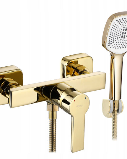 Auksinis sieninis dušo maišytuvas su galvute voniai, REA ARGUS GOLD