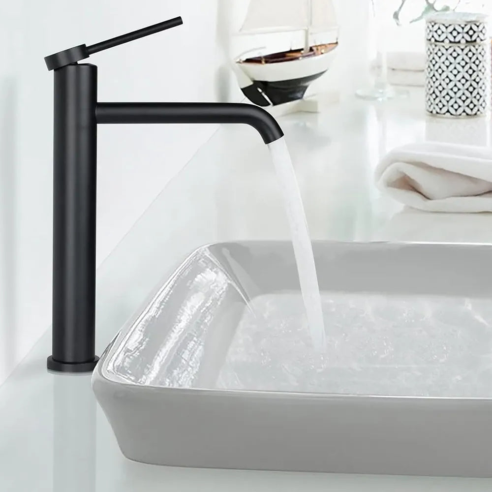 Maišytuvas praustuvui REA CLIF juodas matinis stalviršio aukštas stovintis 29,5