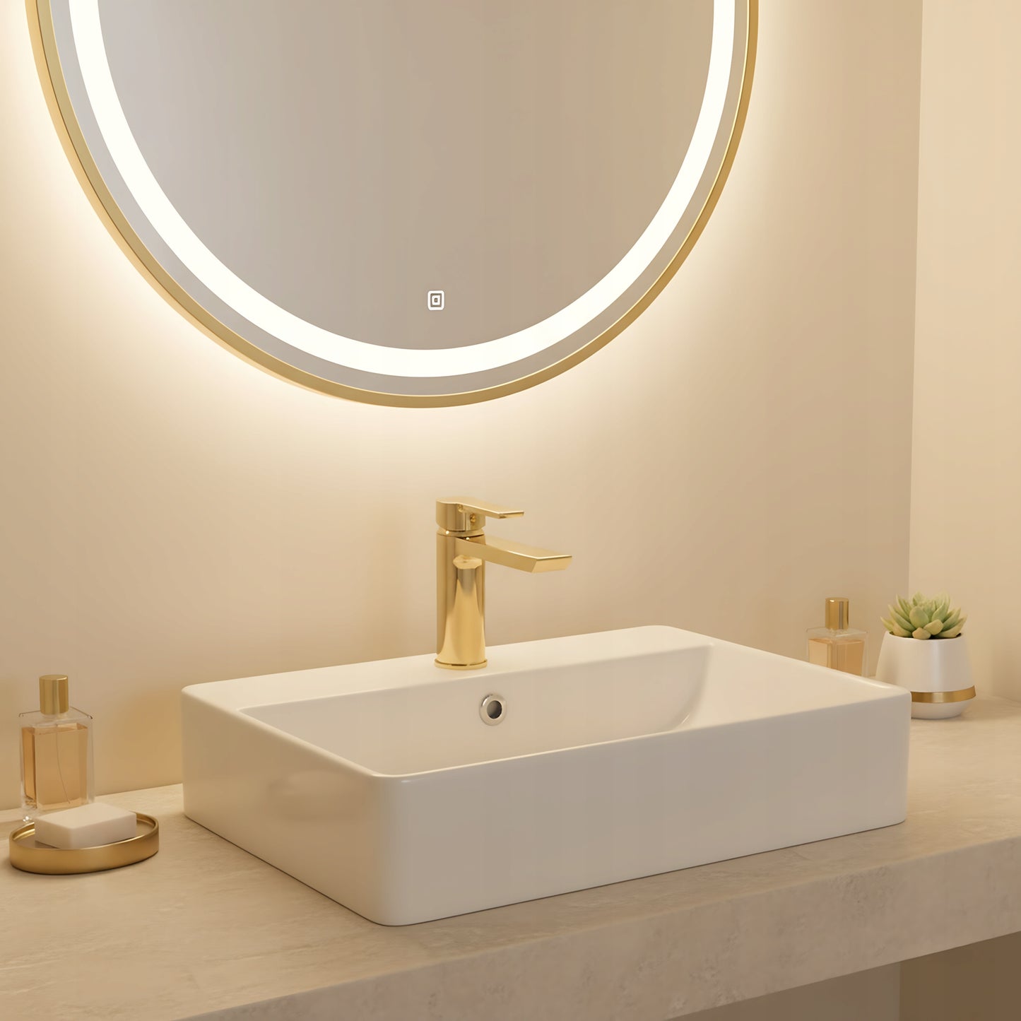 Žemas REA ARGUS GOLD auksinis blizgus modernus praustuvo maišytuvas