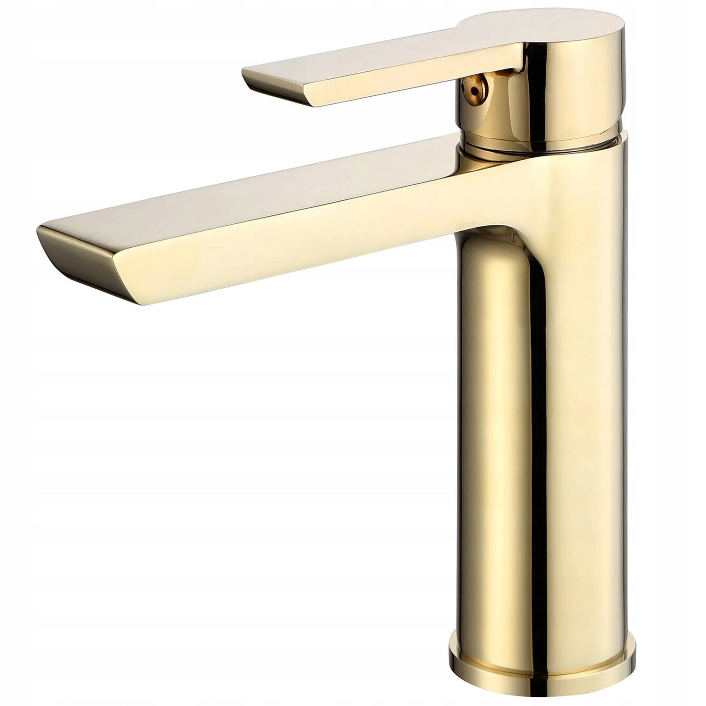 Žemas REA ARGUS GOLD auksinis blizgus modernus praustuvo maišytuvas