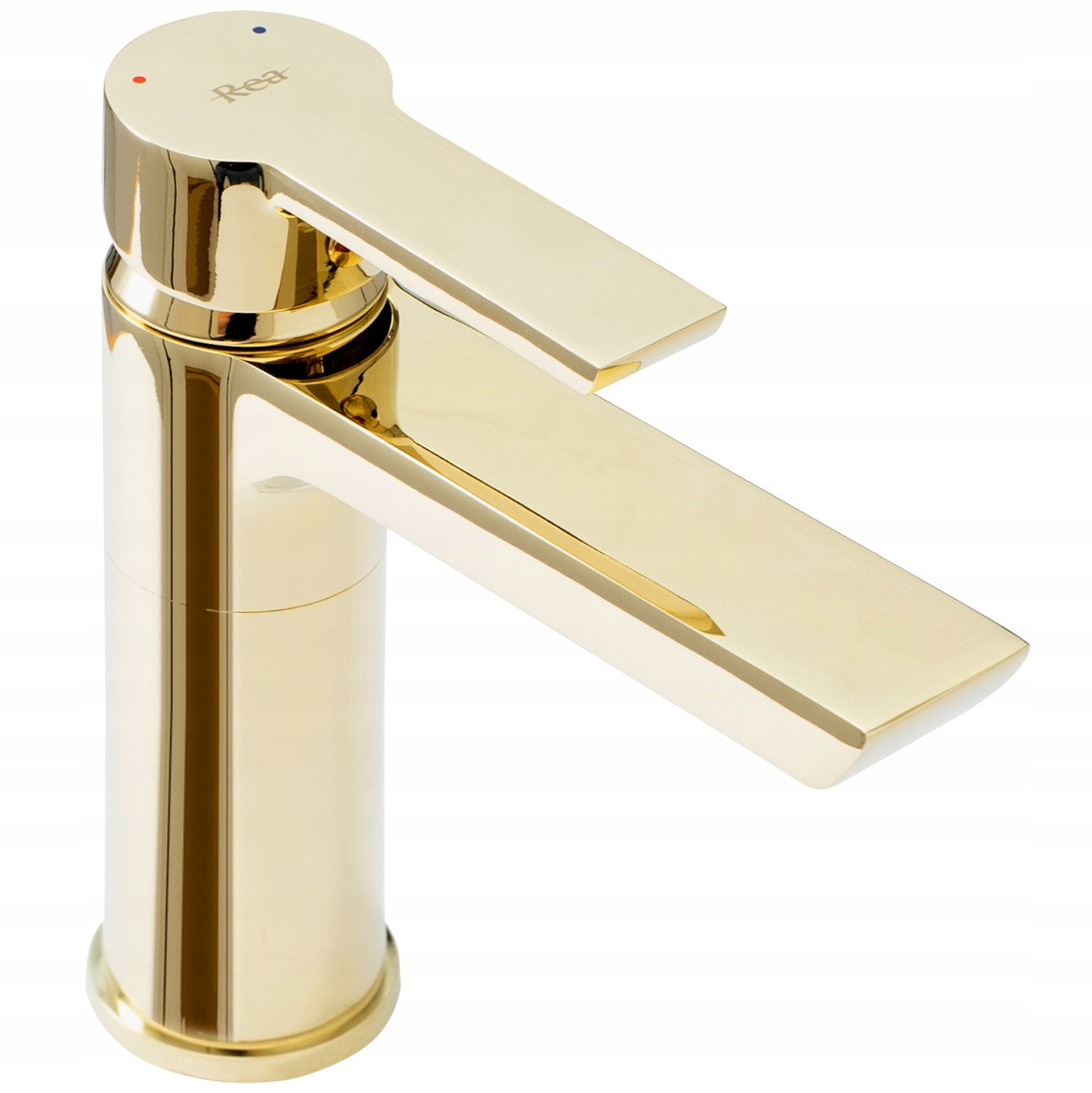 Žemas REA ARGUS GOLD auksinis blizgus modernus praustuvo maišytuvas