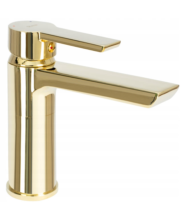 Žemas REA ARGUS GOLD auksinis blizgus modernus praustuvo maišytuvas